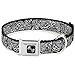 Buckle-Down Seatbelt Buckle Dog Collar - Floral Paisley2 Black/White - 1