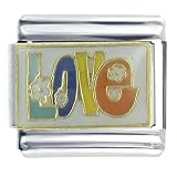 Flower Power Love Italian Charms Bracelet Link