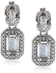 Sterling Silver Birthstone and White Diamond Studs