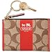 Coach Heritage Stripe Zip Coin Wallet Case Skinny w Key Chain Red 41157