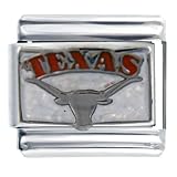 University Of Texas Glitter Licensed Italian Charms Bracelet Link