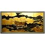 Classic Japanese Chinese Asian Wall Art - 36" x 72" Dragon Boat Oriental Gold Leaf Screen Painting