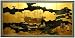 Classic Japanese Chinese Asian Wall Art - 36" x 72" Dragon Boat Oriental Gold Leaf Screen Painting