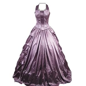 Women Sleeveless Halter Ruffles Light Gothic Victorian Dress Small,Light Purple