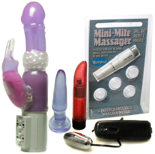 Deluxe Rabbit Pearl Vibrator Purple Adult Anal Sex Toy Kit