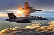 F/A-18 Super Hornets (Flying in Sunlight) Art Poster Print - 13x19