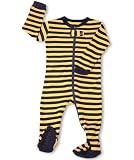 Leveret Footed Navy & Yellow "Striped" Pajama Sleeper 100% Cotton (Size 6M-5T)