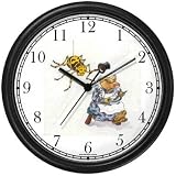 Little Miss Muffet & Spider No.1 - from Mother Goose by Artist: Sylvia Long Wall Clock by WatchBuddy Timepieces (Black Frame)