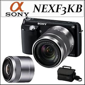 Sony DSLR NEXF3KB Camera Black + Sony DSLR SEL-30M35 30mm F3.5 Nex Lens + Accessory Kit