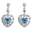 Sterling Silver Twelve Heart Swiss Blue Topaz Dangle Earrings