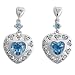 EXP Sterling Silver Twelve Heart Swiss Blue Topaz Dangle Earrings
