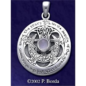Large Moon Pentacle Pendant with Moonstone by Moonstone Birthstones