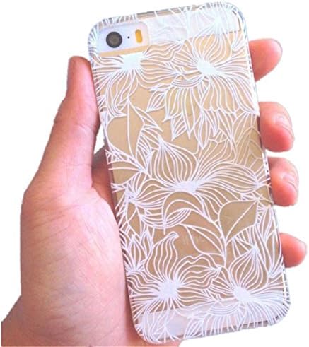 Mokingtop White Carved Transparent Pattern Hard Case Cover for Iphone 5 5g 5s