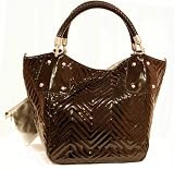 Black Leather Handbag - Big Buddha Ziggy Black Patent Tote, Hobo or Shoulder Bag