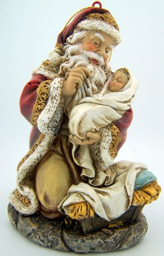Kneeling Christmas Santa Statue Tree Ornament 