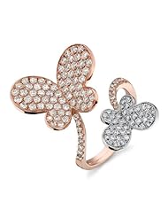Two Tone Diamond Butterfly Ring