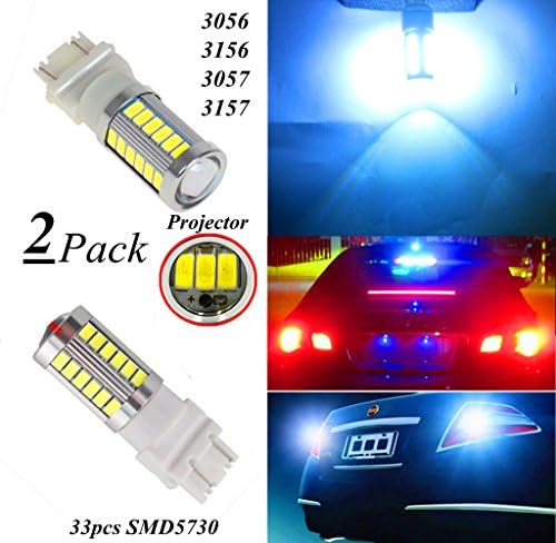 FlashWolves (Pack of 2) LED bulb 3056 3156 3057 3157 33smd 5730 LED replacement LED bulb Brake tail light Xenon White 6000K+