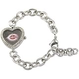 Cincinnati Reds Ladies Silver Heart Watch