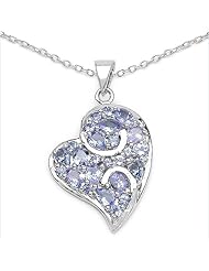 3.09 Carat Genuine Tanzanite large Floating Heart Slide Simulated Sterling Silver Pendant