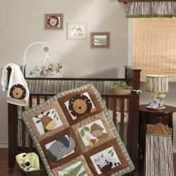 Bedtime Originals Baby Zoo 4-Piece Baby Crib Bedding Set - Chocolate