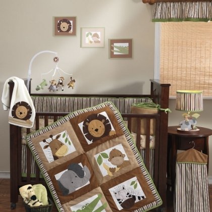 Bedtime Originals Baby Zoo 4-Piece Baby Crib Bedding Set - Chocolate