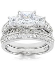 Sterling Silver Cubic Zirconia Ladies Ring Set