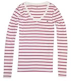 Tommy Hilfiger Women Long Sleeve Thin Stripes Logo V-Neck T-Shirt