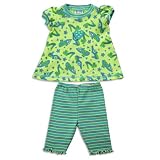 Mis Tee V-Us - Newborn And Infant Girls Short Sleeve Shoes Legging Set, Lime Turquoise (Size 12Months)