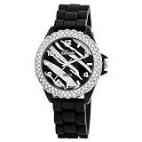 Breda Women’s 2216_blackzebra Zebra “Belle” Rhinestone Jelly Sport Watch