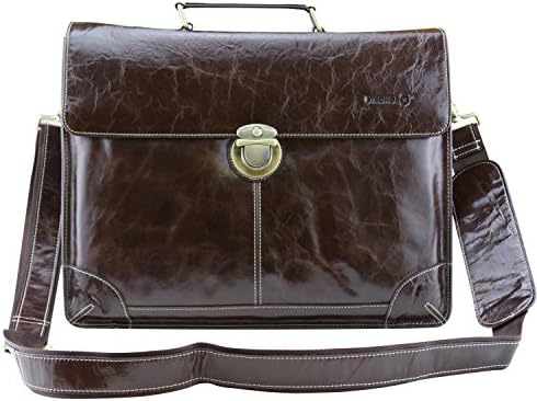 LB1 High Performance New Leather Briefcase for Fujitsu Spfc-U904-001 Lifebook U904 Ultrabook Windows 8.1 Pro 64bit (Mui) Vintage Genuine Full-grain Leather Laptop Messenger Bag Business Travel Crossbody Case