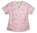 Print Mock Wrap Scrub Top - P5
