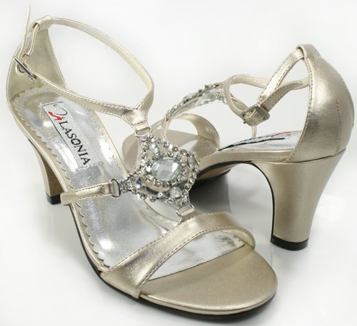 Jeweled Champagne Formal Bridal Sandals