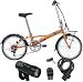 DAHONライセンス yeah(ヤー) 20インチ6段折畳自転車 YR-206 オレンジ / LED5連ライト / コイルタイプワイヤー錠 ブラック 3点セット