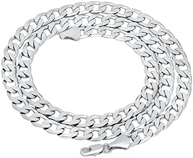 6mm Rhodium Plated Flat Cuban Link Curb Chain Necklace