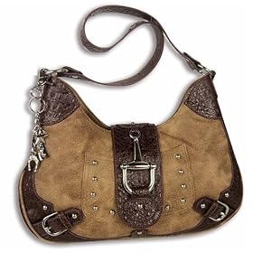 Snaffle Bit and Croc Designed Western Handbag - Brown, Taupe or Khaki