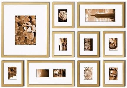 CHAMPAGNE 1" Perfect Picturewall - Item P1010 The Original Gallery in a Box - PATENTED FREE S&H, Wood Frames, Mats, Pre-View Templates