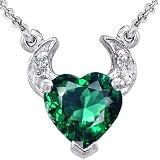 Candygem 925 Sterling Sliver Simulated Emerald Heart Devil 18