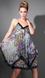 KIRSHNER Paisley Handkerchief Hem Dress Taupe