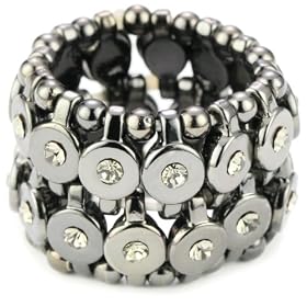 monogram rings for women Leslie Danzis Disc Crystal Gunmetal 