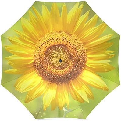 Yellow Sunflower Style Folding Sun/Rain Umbrella, Windproof Rainproof Foldable Travel Umbrella UV ,100% Polyester Pongee Waterproof Fabric and Aluminium High-quality Umbrella Protected