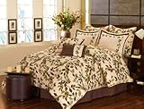 Spring Valley Ivory/Brown/Olive Oversize Queen 8 Piece Comforter Bed In A B ....