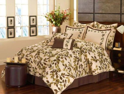 Spring Valley Ivory/Brown/Olive Oversize Queen 8 Piece Comforter Bed In A Bag Se 51XIpQy4V0L Spring Valley Ivory/Brown/Olive Oversize Queen 8 Piece Comforter Bed In A Bag Se