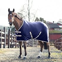 Horze Fleece Rug, Peacoat Dark Blue/ Safari Brown - 81
