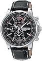 Seiko Men's Alarm Chronograph Leather Strap Watch #SNAB65