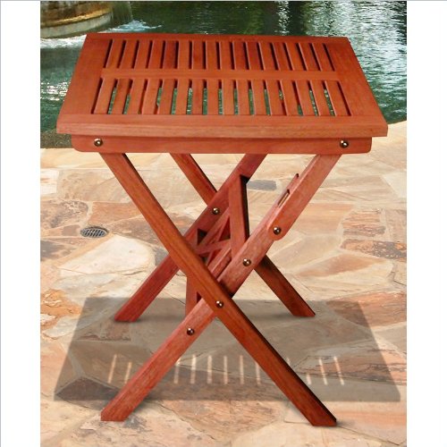 VIFAH V03 Outdoor Wood Folding Bistro Table,Natural Wood Finish, 24 by 24 by 28-Inch