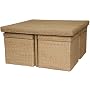 Interesting Unusual Unique Tropical Beach - 31" Square Rush Grass Coffee Table Set with 4 Stools - Natural