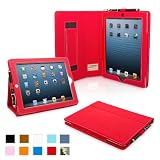 Snugg iPad 4 & iPad 3 Case - PU Leather Case Cover and Flip Stand with Elastic Hand Strap and Premium Nubuck Fibre Interior (Red) - Automatically Wakes and Puts the iPad 4 & 3 to Sleep. Superior Quality Design as Featured in GQ Magazine