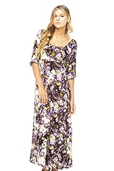Sexy Floral Print Paisley Vintage Flowy Crinkled Belted Denim/Rayon Empire   Waistline Maxi Dress 