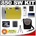 Olympus Stylus 850SW 8MP Waterproof Digital Camera with Image Stabilized 3x Optical Zoom (Yellow) + Olympus 2GB xD-Picture Card + USB Card Reader + Spare Li-42B Battery for Olympus + Compact Padded Camera Case
