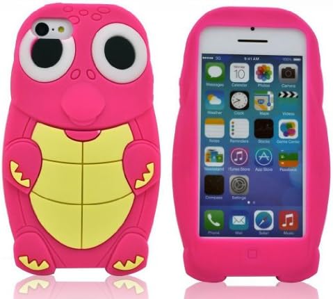 UCGTravel Turtle/Dinosaur Silicone 3D Case Cover for IPhone 5C Rose Red